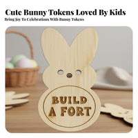 Wooden Easter Egg Fillers Candy Substitute Easter Reward Piece Fun Rewards Wooden Bunny Pieces for Young Children, Teachers, Classroom, Home