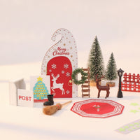 Miniature Holiday Cottage Kit Dollhouse Accessories Festive Miniature House Kit Holiday-Themed Wooden Yuletide Set for Crafters, Desktop Decor