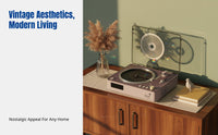Bluetooth Speaker, Retro Vinyl-Style, Multi-Format Music Player, Home Audio