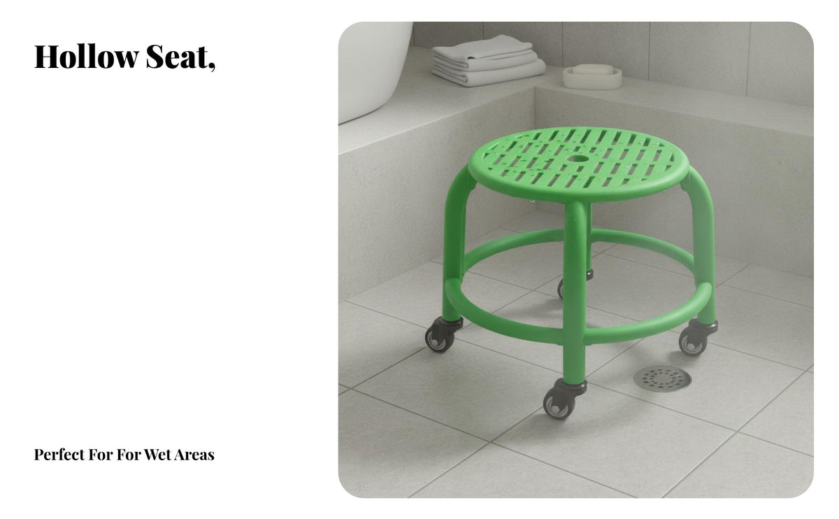 360-Degree Swivel Wheels Rolling Caster Stool Easy to Clean Roller Seat Waterproof Household Furniture Floor-Friendly Casters for Children, Homemakers, Bathroom, Entryway, Living Room, Playroom