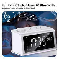 Multifunctional Ambient Sound Alarm Clock All-in-1 Bluetooth Speaker Clock Snooze Function for Heavy Sleepers, Adults, Dorm Room, Desk
