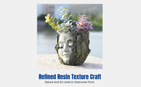 Resin Tree Log Girl Face Planter, Artistic Garden Decor, Home Decoration, Indoor Outdoor Decoration