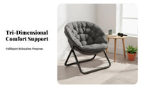 Foldable Design Tufted Moon Chair Space-Saving Folding Padded Chair Comfortable Padding Portable Seating Oversized Comfort for Students, Young Adults, Gamers, Dorm Room, Balcony, Reading Nook, Small Areas