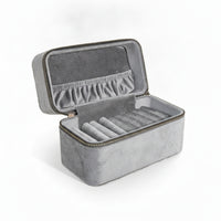 Bracelet Storage Box with Zipper Zippered Bracelet Box with Slots Bangle Case Velvet-Lined-Lined Secure for Travelers, Dresser