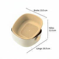 Pasta Strainer with Bowl, Rectangular Strainer Bowl Set 26x23.5x11.6cm, Double-layer Fruit Vegetable Strainer for Washing and Draining
