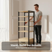 High-fidelity Component Cabinet with Drawer Multi-tier Audio Rack Sturdy Steel Frame Stable Structure Scratch-resistant Wood Suitable for Gift Giving Home Decoration Living Room Audiophile Entertainment