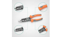 Multifunctional Electric Wire Stripper Plier Two-Tone Grips Wire Stripper Plier Spring-Loaded Stripping Pliers Steel Body for Electricians, Electrical Work