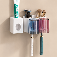 Manual Toothbrush Holder, Automatic Wall Mounted Toothbrush Organiser, Clear PET for Family Bathroom, Multiple Slots
