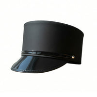 Costume Cap with Glossy Brim Tall Peaked Cap Realistic Railway Uniform Accessory for Cosplay