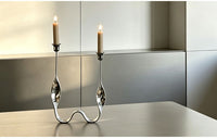 Modern Stainless Steel Single or Double Head Candle Holder Silver Decorative