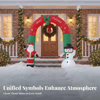 Red and Green Christmas Arch Snowflake Print Inflatable Arch