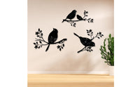3 Pieces Bird on Branch Wall Art Wrought Iron Design Avian Silhouette Branch Art Hollow-Out Design House Decoration for Gardeners, Patio