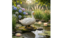 Resin Duck Ornament Textured Feathers Duck Courtyard Decoration Rock-Like Base Outdoor Decor for Pond, Landscape