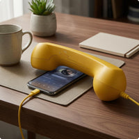 USB-C Handset Built-in Mic Retro Phone Handset Vintage Telephone Receiver Glossy Finish Mobile Accessory Ergonomic Grip