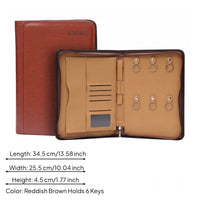 Rounded Corners Zippered Document Folder Leather-Like Finish Hard-Sided Document Organizer Structured Zippered File Case Multi-Pocket for Office