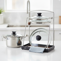 Cartoon Creative Stainless Steel Pot Lid Holder and Cutting Board Rack for Kitchen Countertop Storage