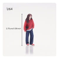 1/64 Scale Miniature Female Figurine Compact Standing Character Figure Highly Detailed Woman Figure Fine Workmanship for Desk Display