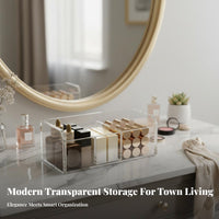 Multi-Compartment Stackable Cosmetic Drawer Set Space Saving Stackable Cosmetics Drawer Large Capacity Vanity Organizer particle-proofproof for Women, Office Workers, Students, Desktop, vanity table, Dorm Room, Bathroom