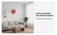 Easy to Install Fruit Wall Clock Modern Design Silent Quartz Clock for Gift Givers, Office Workers, Living Room, Bedroom, Classroom