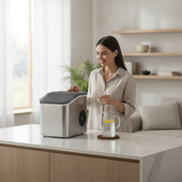 Countertop Ice Maker Compact Ice Maker with Translucent Lid Portable Appliance for Kitchen, Break Room, Cafe