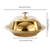 Heat Resistant Polished Finish Fruit Tray with Lid Domed Dome Lid Stainless Steel Serving Platter