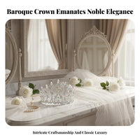 Baroque Pageant Crown Luxury Design Bridal Crystal Tiara Crystal Bead Full Crown Elegant Modeling Contest Tiara Sparkling