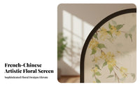 Freestanding Floral Panel French design Multi-Panel Room partitionr Floor-Standing Folding Screen for Homeowners, Renters, Entryway, Bedroom, teleconference Calls