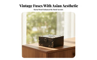 Home Decor Square Wooden Storage Box Hinged Lid Carved Panel for Tabletop
