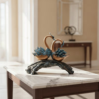 Swan Figurine with Curved Base Elegant Gilded Waterfowl Decor Carved Ornament for Homeowners, Entryway, Wedding, Housewarming