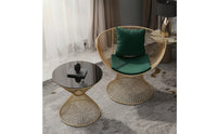2 Pieces Lounge Chair with Table Modern Wire Chair with Cushion Airy Patio Conversation Set for Reading Corner, Living Room