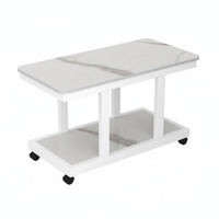 With Wheels 2-Tier Rolling Table Space-Saving Side Table Multifunctional Mobile Storage Minimalist Design for Apartment Dwellers, Office Workers, Bedroom, Living Room, Small Areas, Bathroom