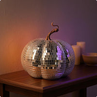 Mirrored Pumpkin Ornament Silver Mosaic Pumpkin Glass Look for Photo Props