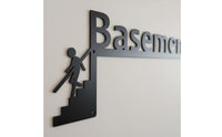 Metal Basement Wall Plaque Humorous Decor Stairway Silhouette Door Frame Art Easy Installation House Decoration for Bar