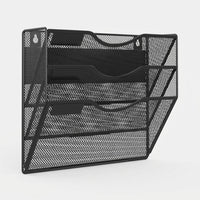 3 Tier Wall Mounted File Holder, Metal Document Rack for Office Storage, Hanging Magazine for Students and Home