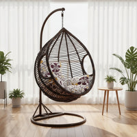 Hanging Basket Chair Freestanding Swing Chair with Stand Woven Furniture for Adults, Readers, Balcony, Living Room, Bedroom