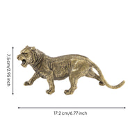 Brass Tiger Figurine Gold-Toned Standing Tiger Statue Tabletop House Decoration for Display Shelf
