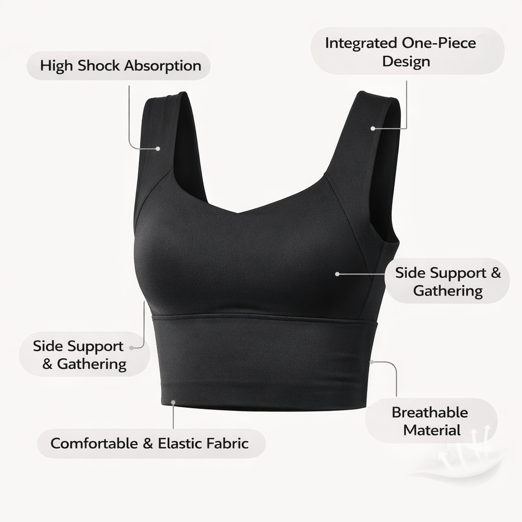 Sports Bras for Women High Impact with Shock Absorber for Running and Fitness, Padded with Full Coverage Cup and Support Panels