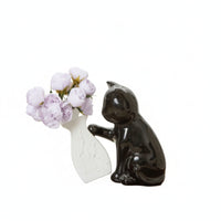 Ceramic Cat Vase Matte Vase with Cat Figure Artistic for Living Room, Entryway