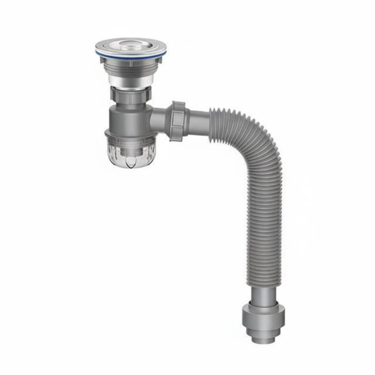 Single Bowl Sink Drainer Easy Installation Kitchen Sink Drain Kit Clog Resistant U-Bend Drain tube Set for Lavatory