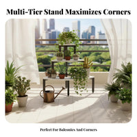 Multitier Design Tiered Ladder Shelf Floor-Standing Flower Rack Freestanding Plant Stand Corner-Fit for Apartment Dwellers, Gardeners, Homeowners, Balcony, Living Room, Indoor, Garden