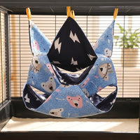 Three-Layer Hammock Small Exotic Pet Cage Hammock, 29cm Square Canvas and Lamb Velvet Warming Bed for Sugar Glider, Chinchilla and Degu, Blue