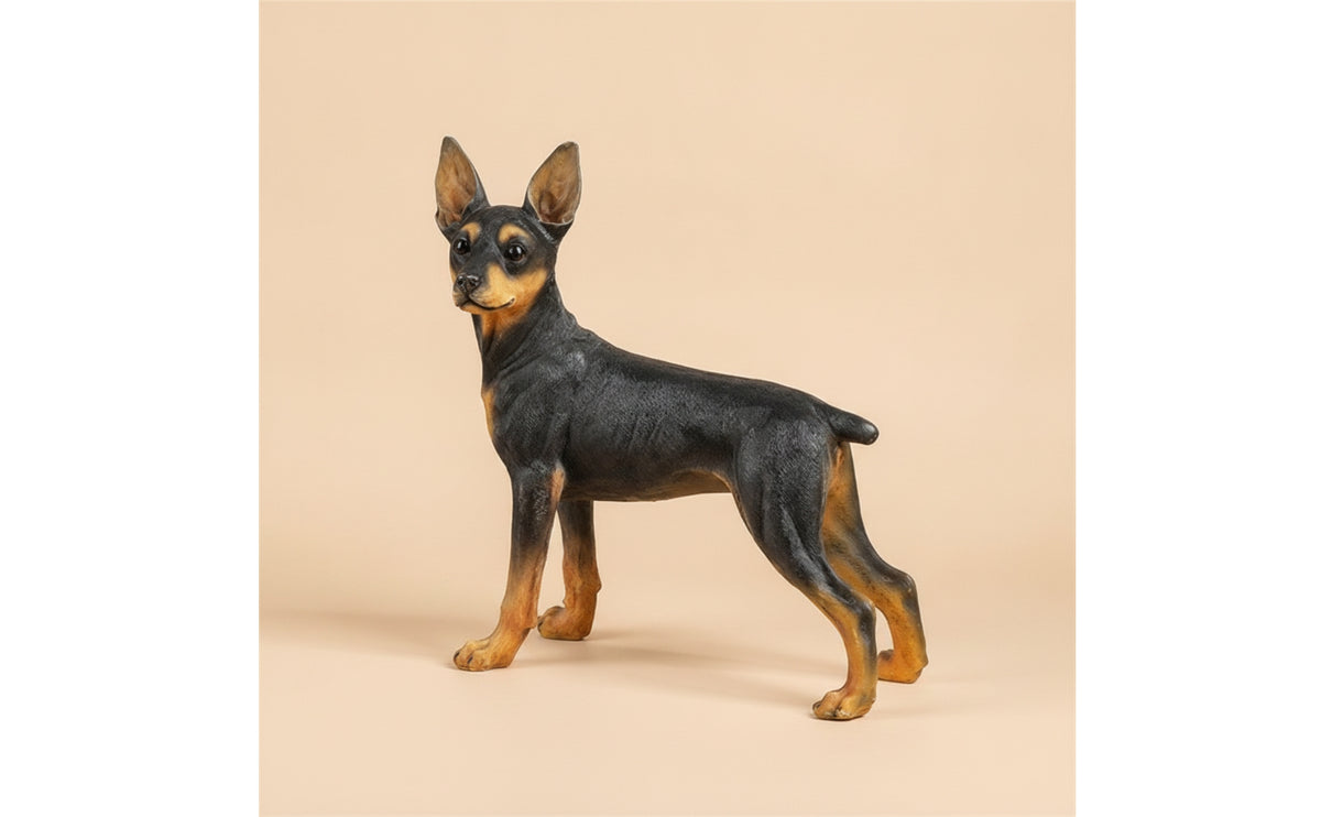 Dobermans Sculpture Black-and-Tan Dobermans Statue Realistic Ornament for Dog Lovers, Living Room, Entryway, TV Cabinet