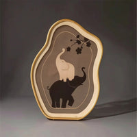 Gold-Toned Crystal-Ceramic Picture Textured Picture with Wood Backboard Layered Plaque Neutral for Bedroom