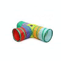 Open-Ended Zipper-Connected Rainbow Play Tunnel Striped Small Pet Plaything Portable Rainbow Cat Tunnel