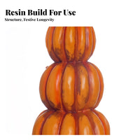 Traditional Orange Stacked Skeleton Pumpkin Figurine Powered Tabletop Ornament