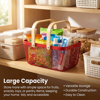 Kitchen Storage Basket with Portable Handle for Fruits and Vegetables, Metal Wire Mesh Food for Families, Breathable Design for Fresh Produce