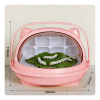 Perforated Silkworm Breeding Box Arched Handle Clear Silkworm Breeding Box Molded Compartments Pet Supplies Compact