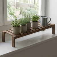 Plant Stand Slatted Shelves Space-Saving Planter Pot Rack with Slatted Shelves Wooden Shelf for Apartment Dwellers, Balcony, Patio