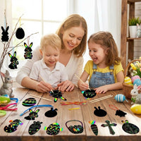 48 Pieces Multi-Color Scratch Design off Animal Shapes Educational Toy Animal Etching Craft Bookmarks Develops Creativity DIY Easter Hanging