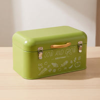 Metal Storage Box Green Storage Box with Lid Portable Lidded for Gardeners, Hobbyists, Potting Shed, Greenhouse, Garden